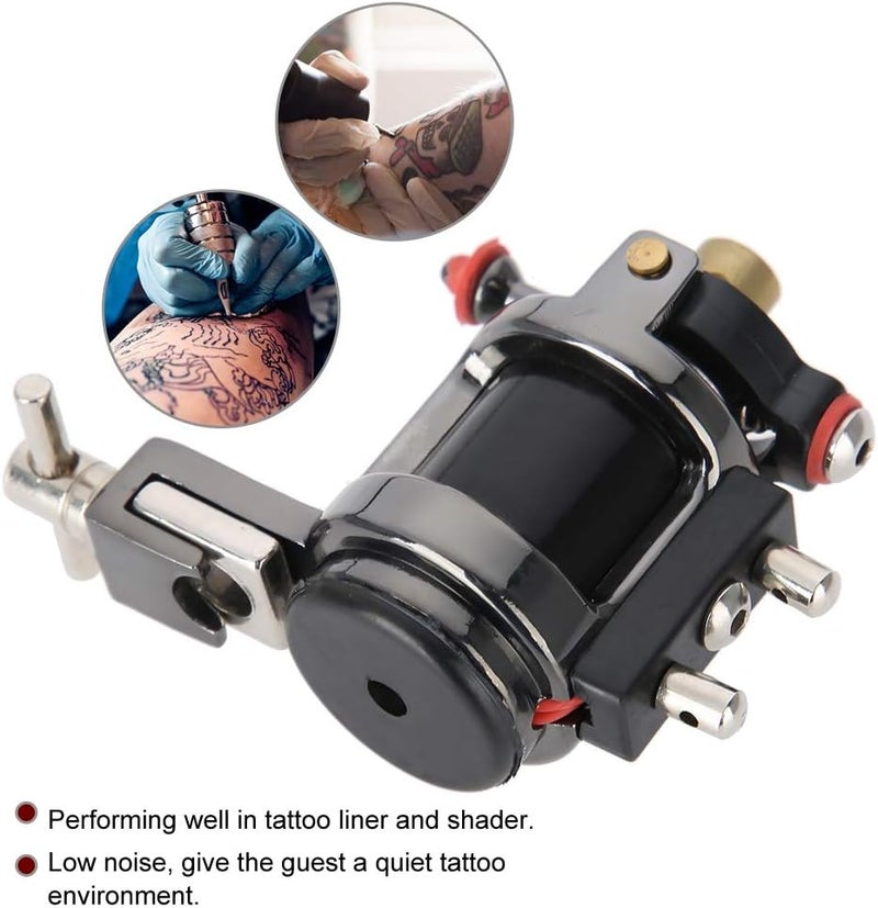 woobles Tattoo Machine Gun Alloy Rotary Shader Liner, Strong Motor Gun Liner Shader Coloring Permanent Makeup Tool for Shader Supply Equipment and Artists(Black) - Image 2